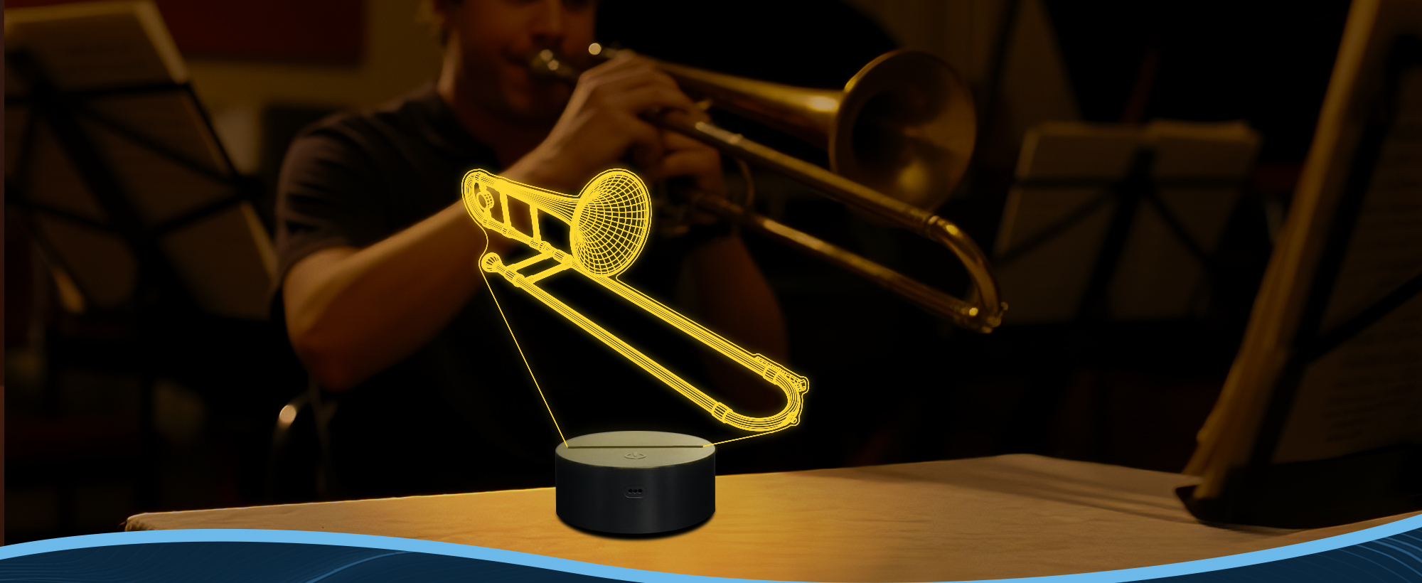 CoolGift Mart Trombone Night Light, 3D LED Optical Illusion Lamp with 16 Colors and Remote Controller, Gifts for Trombone Enthusiasts Music Lovers