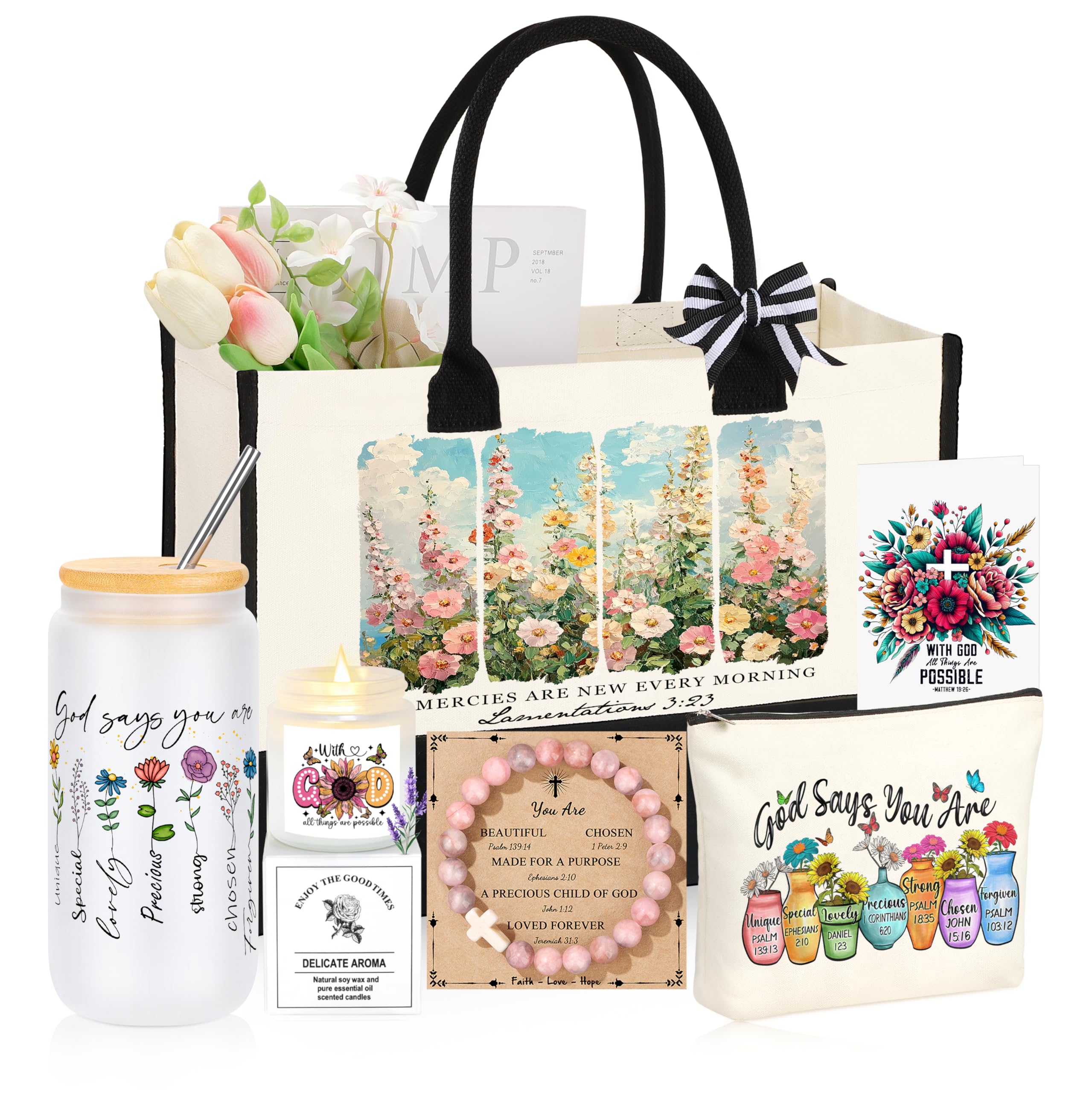 Christian Religious Gifts for Women, Valentines Mothers Day Birthday Christmas Easter Gifts for Women, Best Friend Sister Mom Friendship Ideas Present Basket of 6