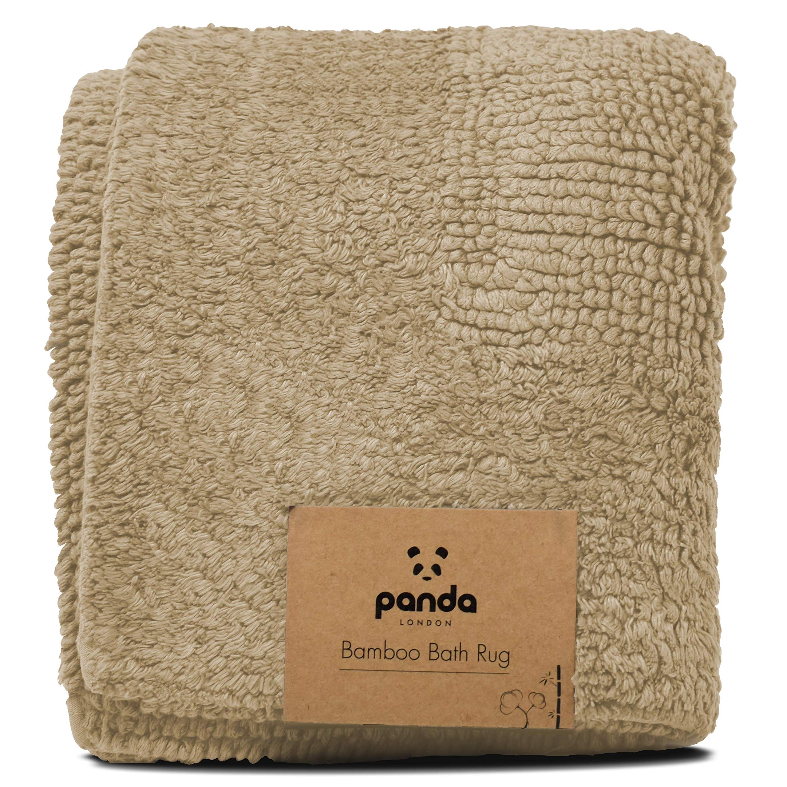 Panda Bamboo Bath Rug 50 x 80 cm - Ultra-Absorbent, Non-Slip and Machine Washable, Spa-Like Experience, Sand