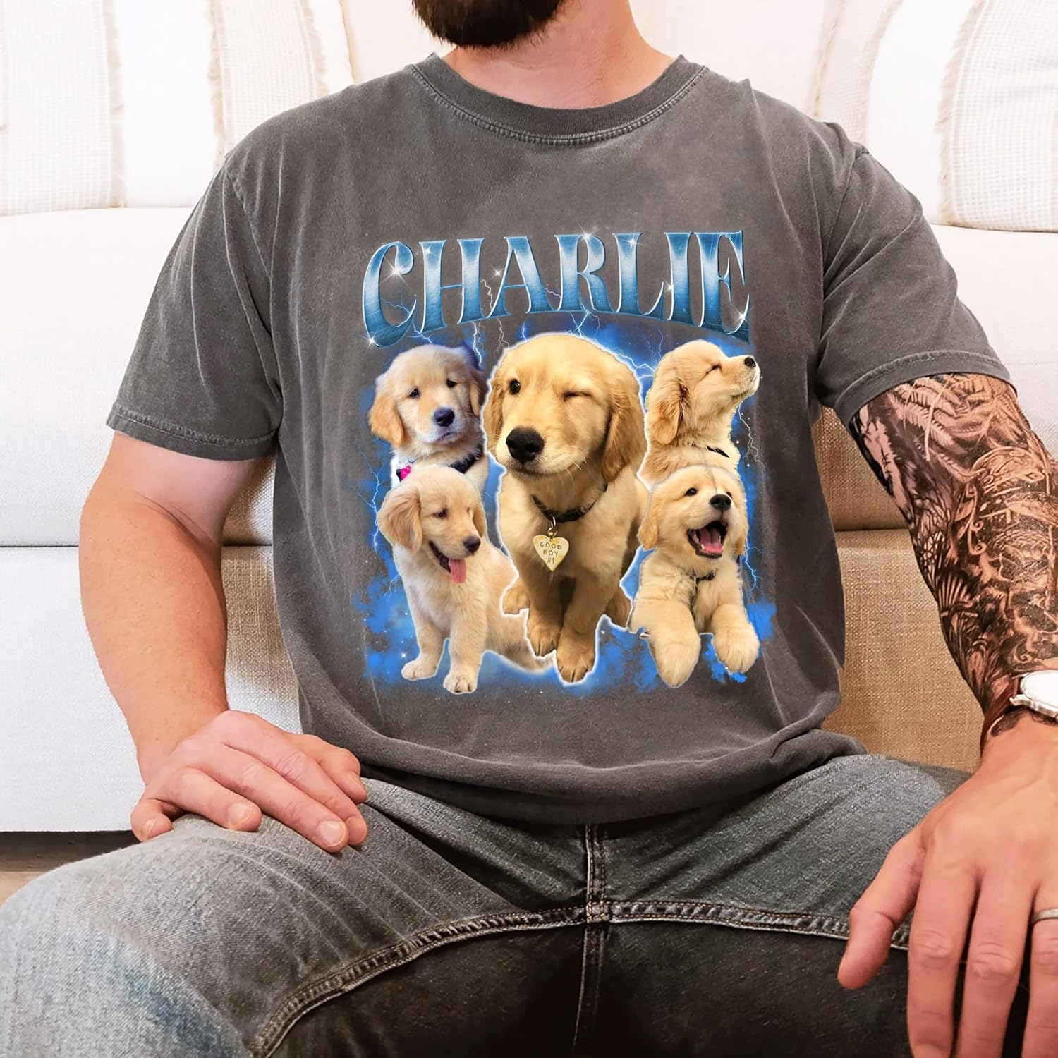 Mit & Mia Custom Your Own Bootleg Rap Shirts for Boyfriend Girlfriend Face Shirt with Photo Gift for Him Her Pet Lovers - Image 6