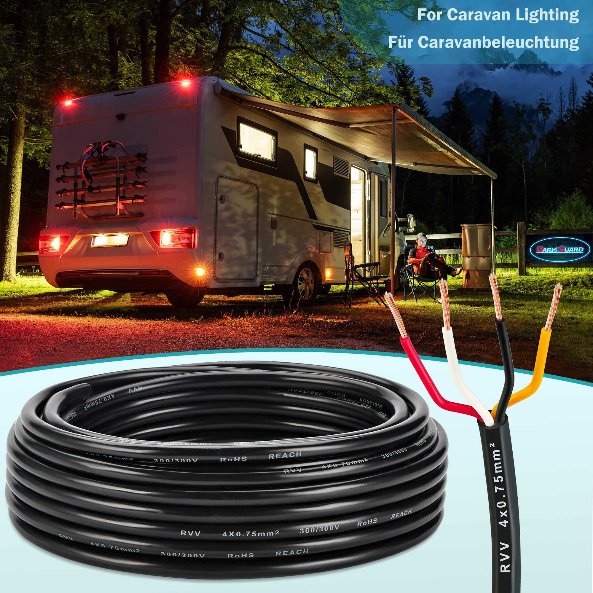 Cavo Rimorchio 7 Vie 14 Gauge – East Penn 04908-10, 10 Piedi, Resistente
