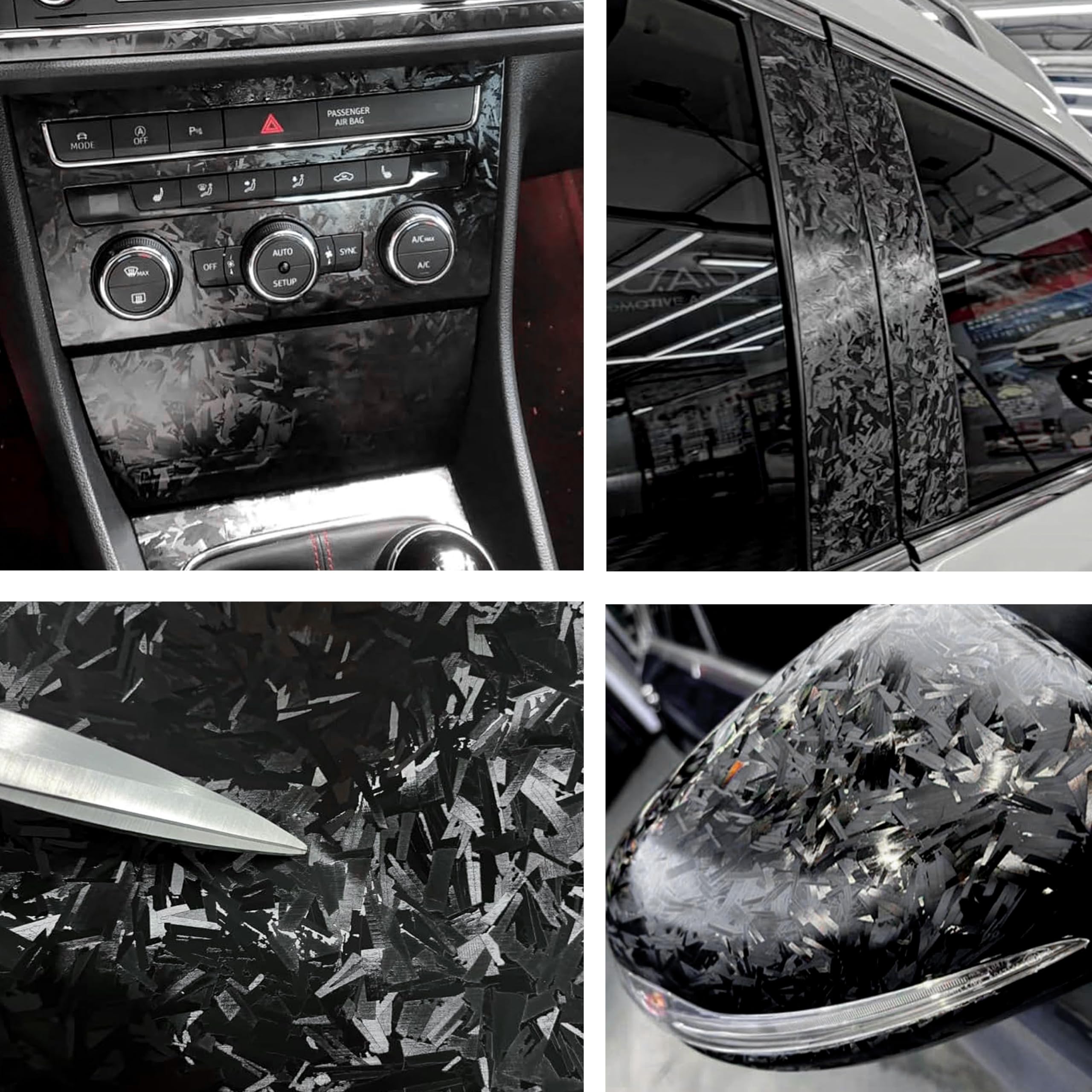 HEROFFIX Pellicola Adesiva Per Auto In Vinile PET Con Effetto Carbonio E Fiori Rossi, 200x30 Cm, 5,5 Mil, Antigraffio E Rimovibile