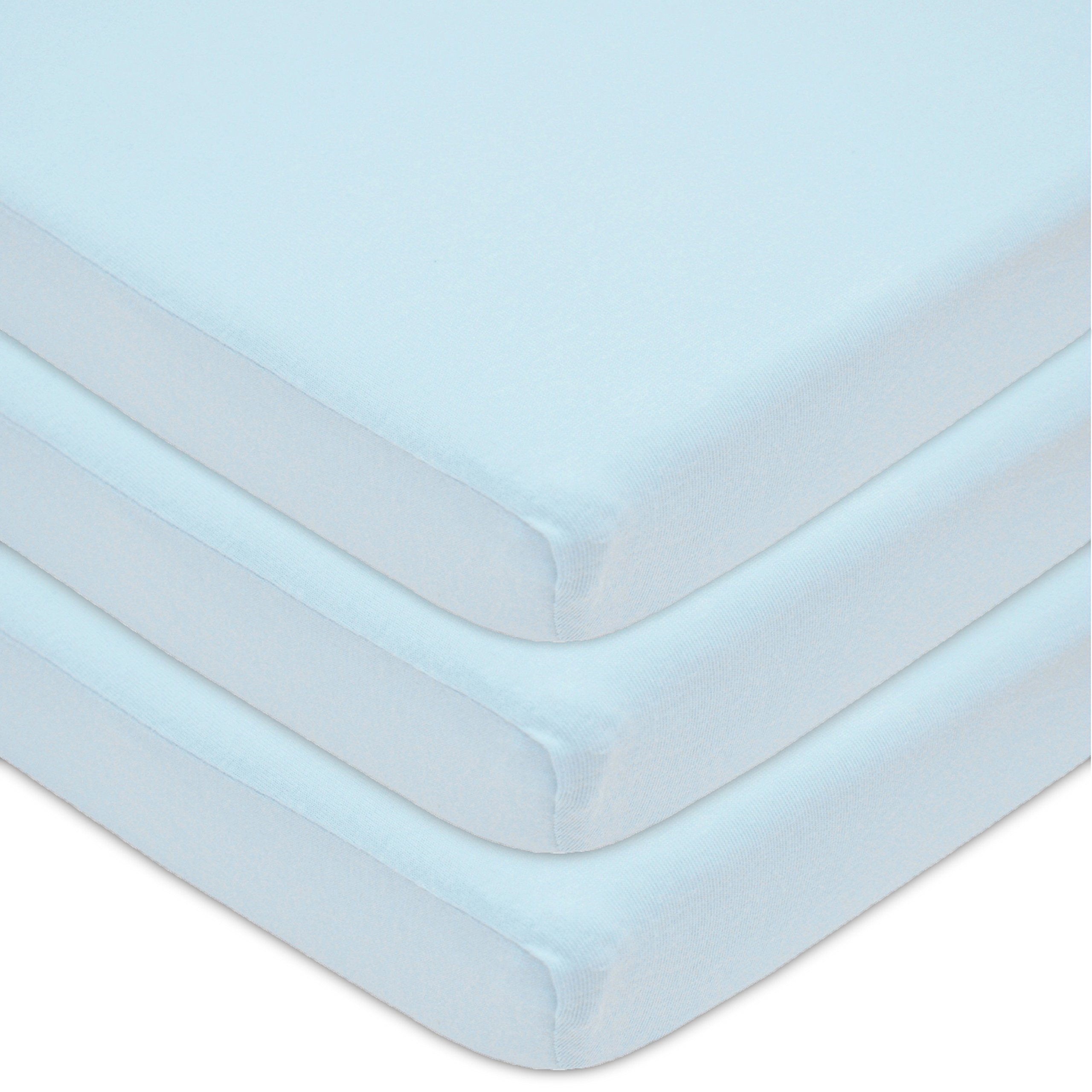 American Baby Company 3 Pack 100% Natural Cotton Fitted Cradle/Bassinet Sheets 36" x 18" - Soft, Breathable &amp; Hypoallergenic Bed Sheets, Blue, Neutral for Boys &amp; Girls