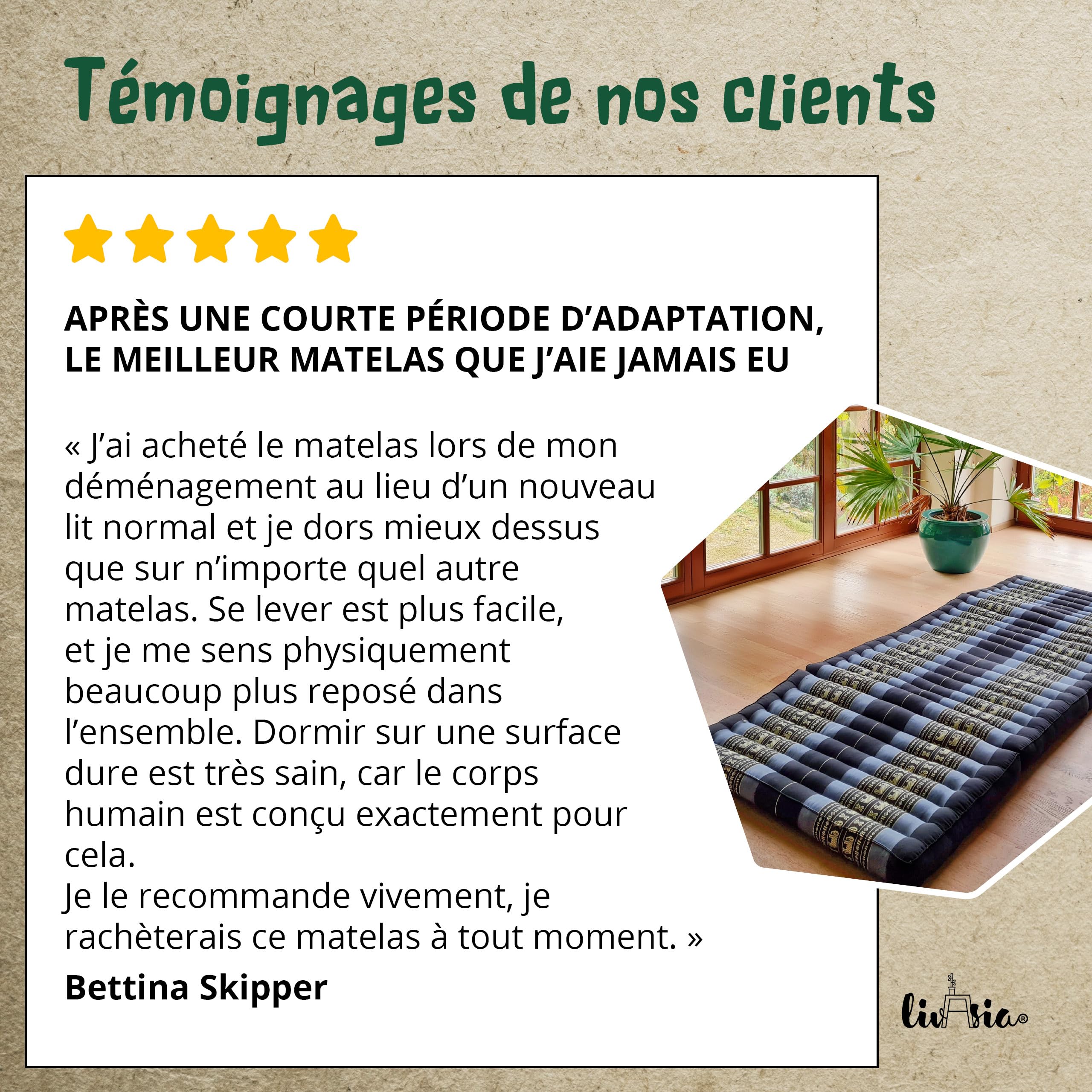 Livasia Matelas Pliable Durable en kapok - 200x110x8cm - Matelas d’invité Large, Matelas Pliable, Tapis de Yoga, Lit d’invité, Chaise Longue pour Le Jardin et Le Balcon (Bleu)