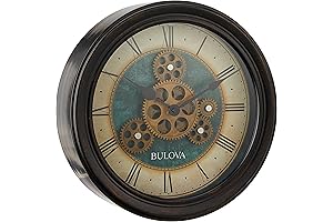 Bulova Industrial Motion Wall Clock in Aged Black