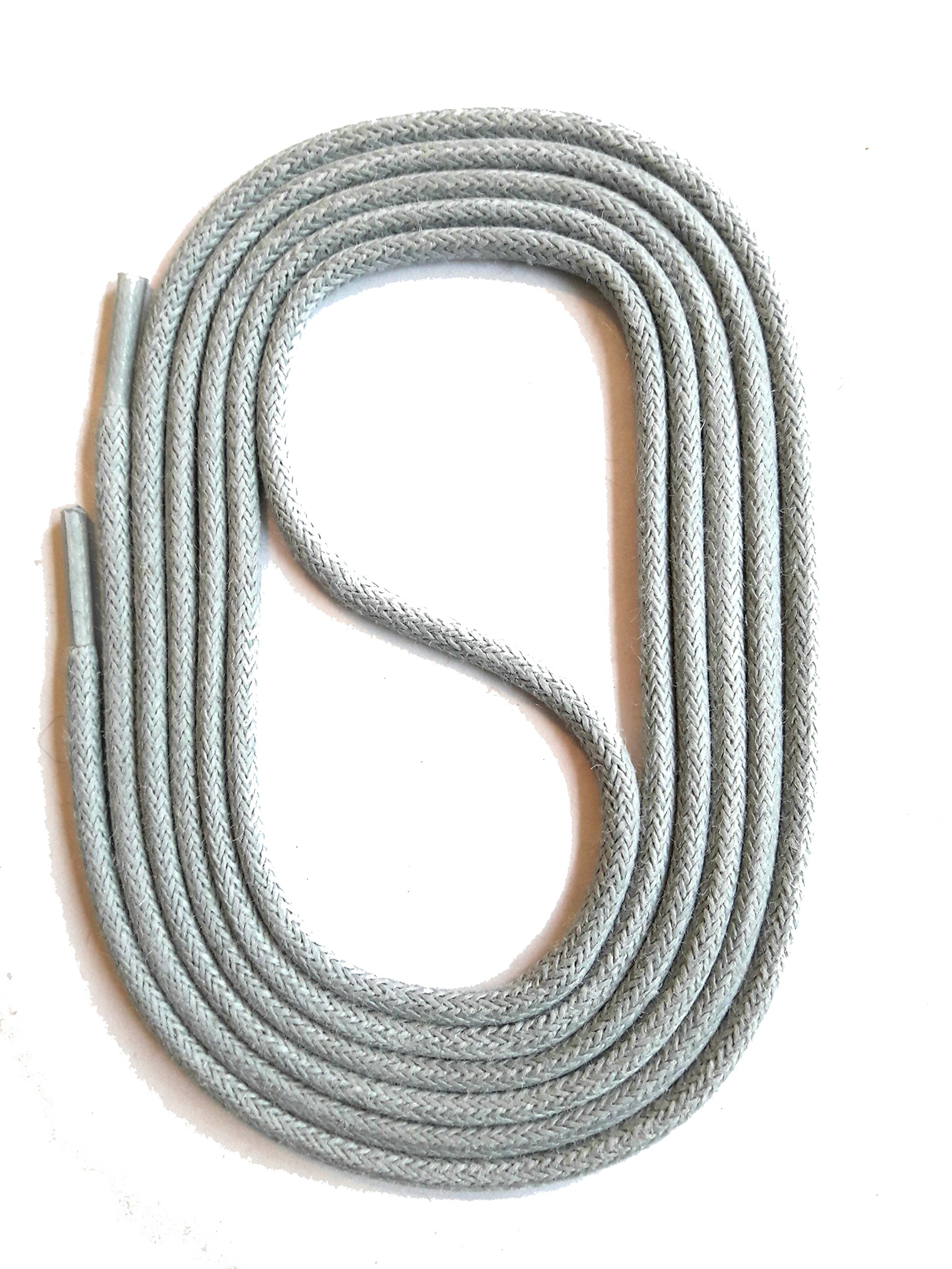 SNORS runde Schnürsenkel GEWACHST HELLGRAU 130cm Ø3mm - Baumwolle, Rundsenkel für Stiefel Stiefeletten Boots Leder, edle Schuhbänder reißfest