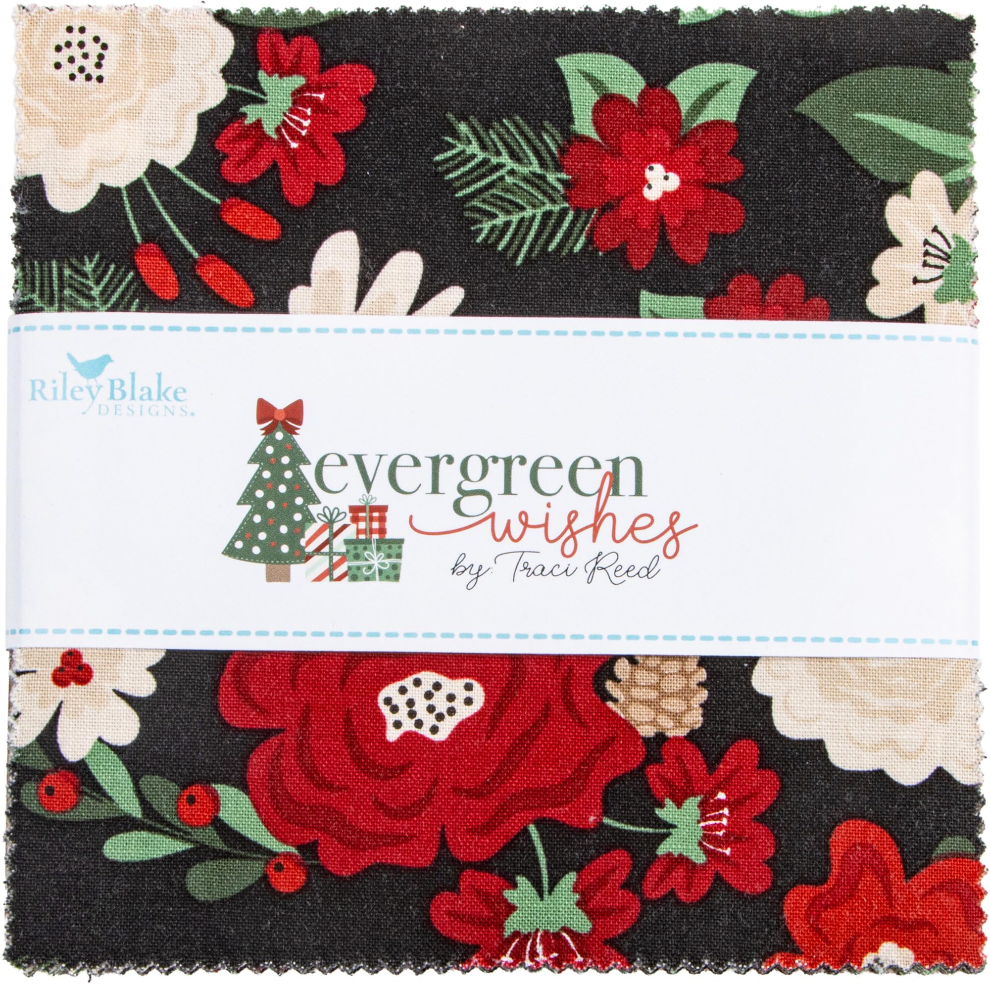 Traci Reed Evergreen Wishes 5" Stacker 42 5-inch Squares Charm Pack Riley Blake Designs 5-17810-42