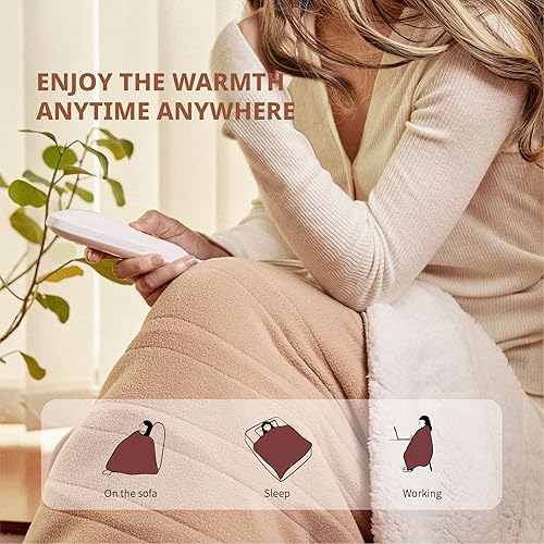 Miniatura 4 de Manta térmica, manta eléctrica, 50 x 60 pulgadas, manta térmica suave con 5 niveles de calefacción y 3 horas de apagado automático, protección