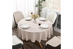 Linen tablecloth round - 60 Inch, Wrinkle Free, Washable Tablecloth for Kitchen and Dining
