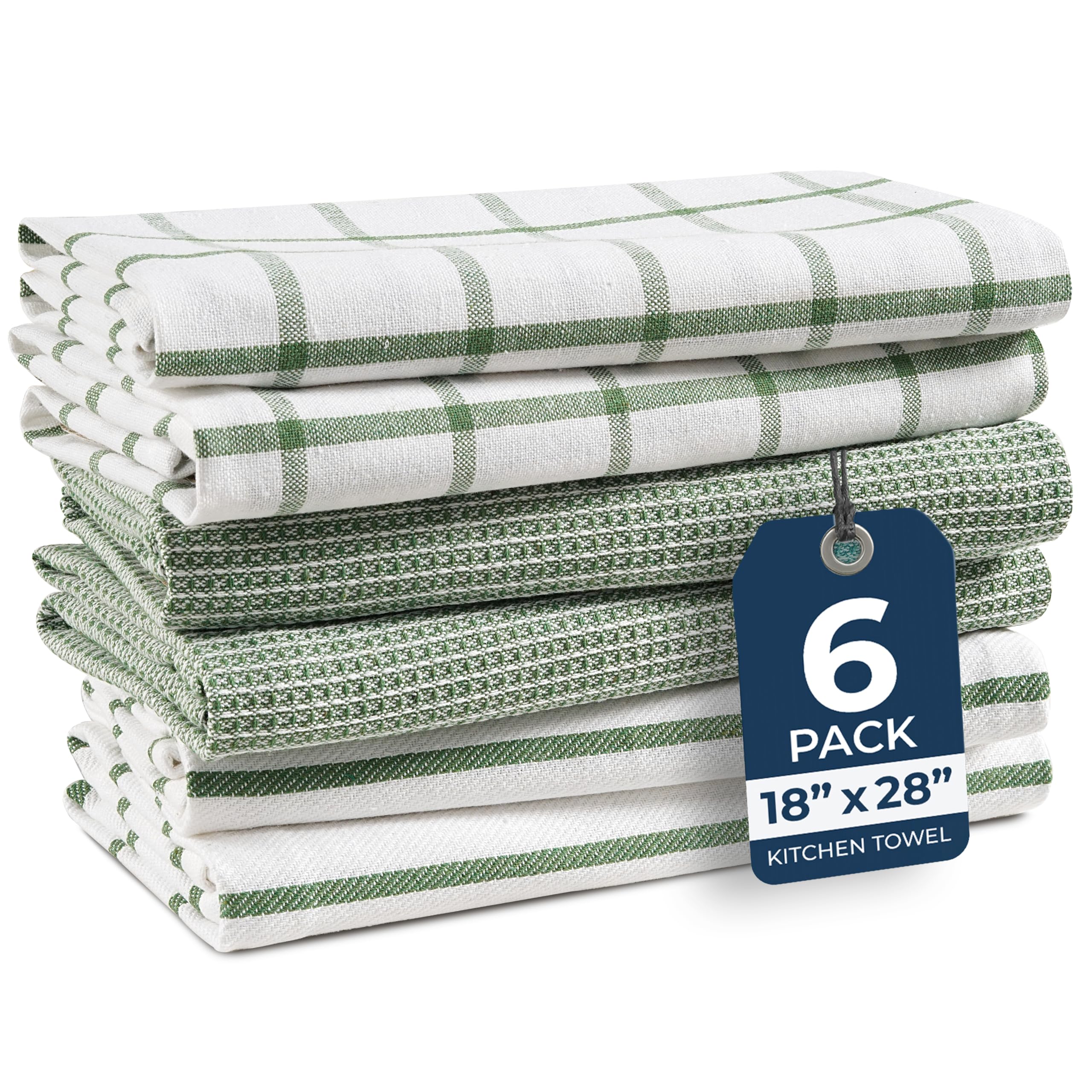 LANE LINEN Cotton Kitchen Towels Set, 6-Pack – Absorbent, Quick-Drying Dish Towels, 18" x 28", Premium Hand and Tea Towels - Olive-image-19