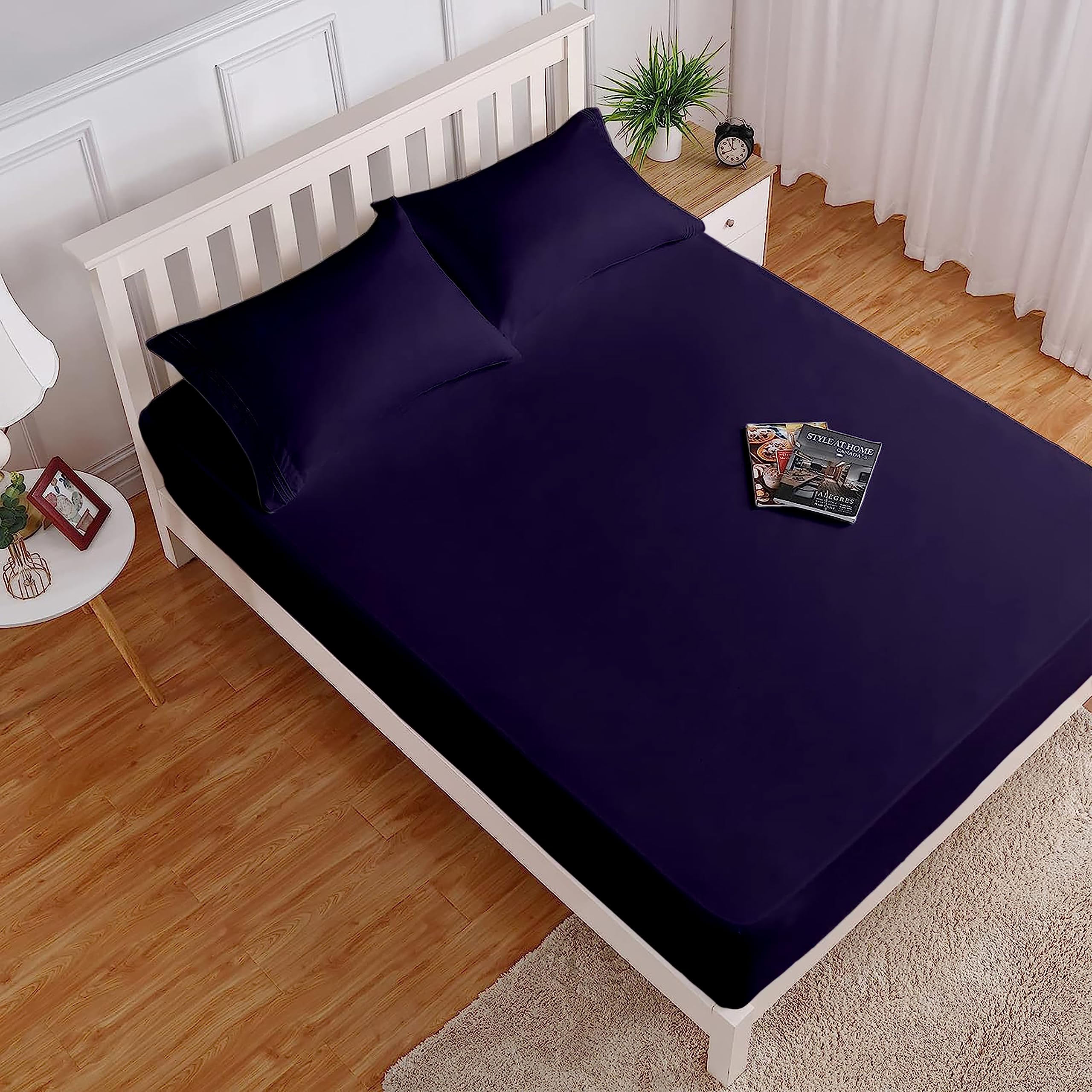 Day Care - Soft Brushed Microfiber Twin Size (39" X 75") Inch Fitted Elastic Bedsheet + 1 Pillow Cover 300 TC For Luxurious Softness Upto 10" Thick Mettress|Navy Blue (B0CBXN5LVC) Amazon Price History, Amazon Price Tracker
