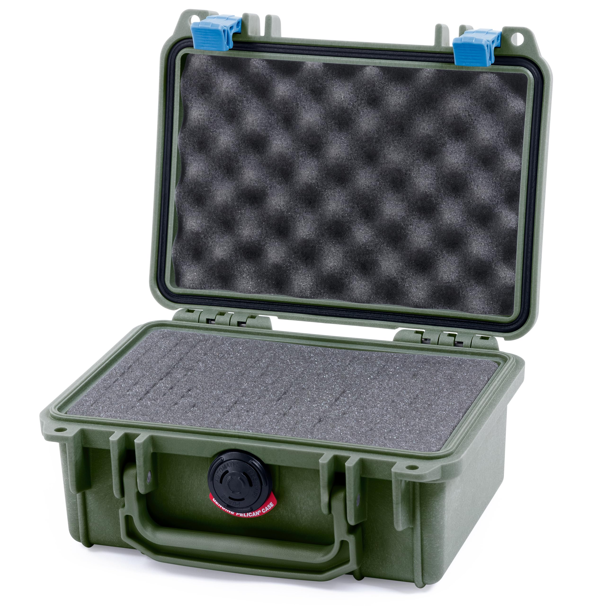 ColorCase Pelican Protector 1120 Case OD Green - Small Size Waterproof Case with Pick & Pluck Foam & Convoluted Lid Foam - Blue Latches