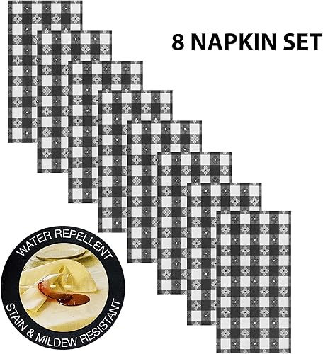 Miniatura 3 de Newbridge American Tavern Check - Servilletas de tela con impresión para interiores y exteriores, calidad de restaurante a cuadros, repelente al