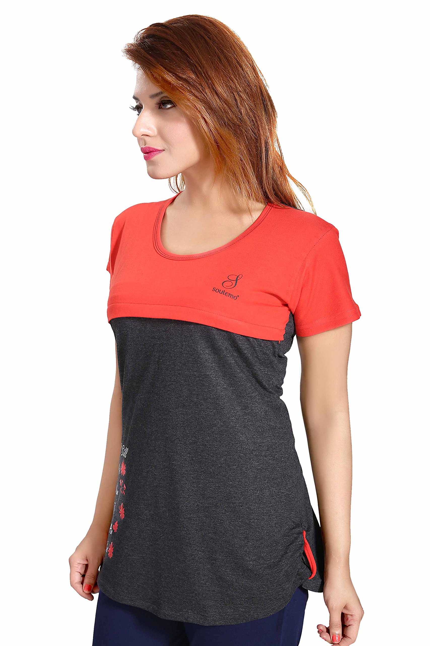 Soulemo Women's Regular Fit Maternity Tops (630CM_Melange_Medium) 3