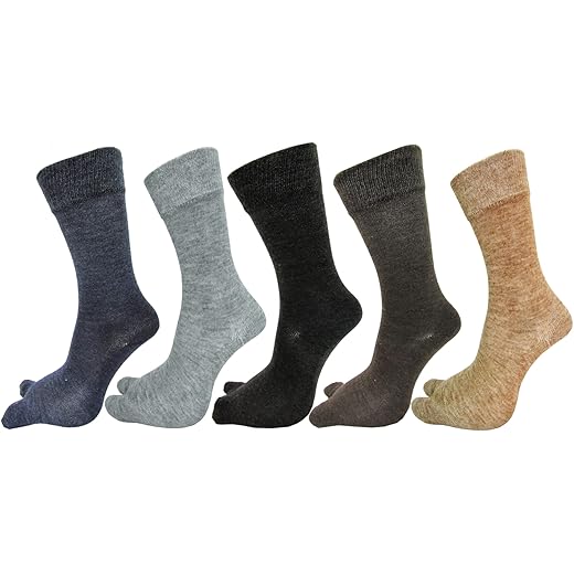 RC. ROYAL CLASS Women Warm Calf Length Thumb Woolen Multicolored Socks, Combo Pack of 5