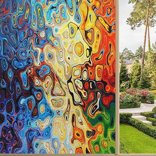 Película decorativa de privacidad para ventana, diseño de mármol de acuarela, estática, translúcida, para ventana, de vidrio esmerilado, no