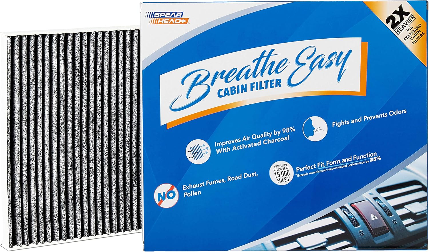 Spearhead Odor Defense Breathe Easy Cabin Filter, Fits Like OEM, Up to 25% Longer Lasting w/Activated Carbon (BE-374)