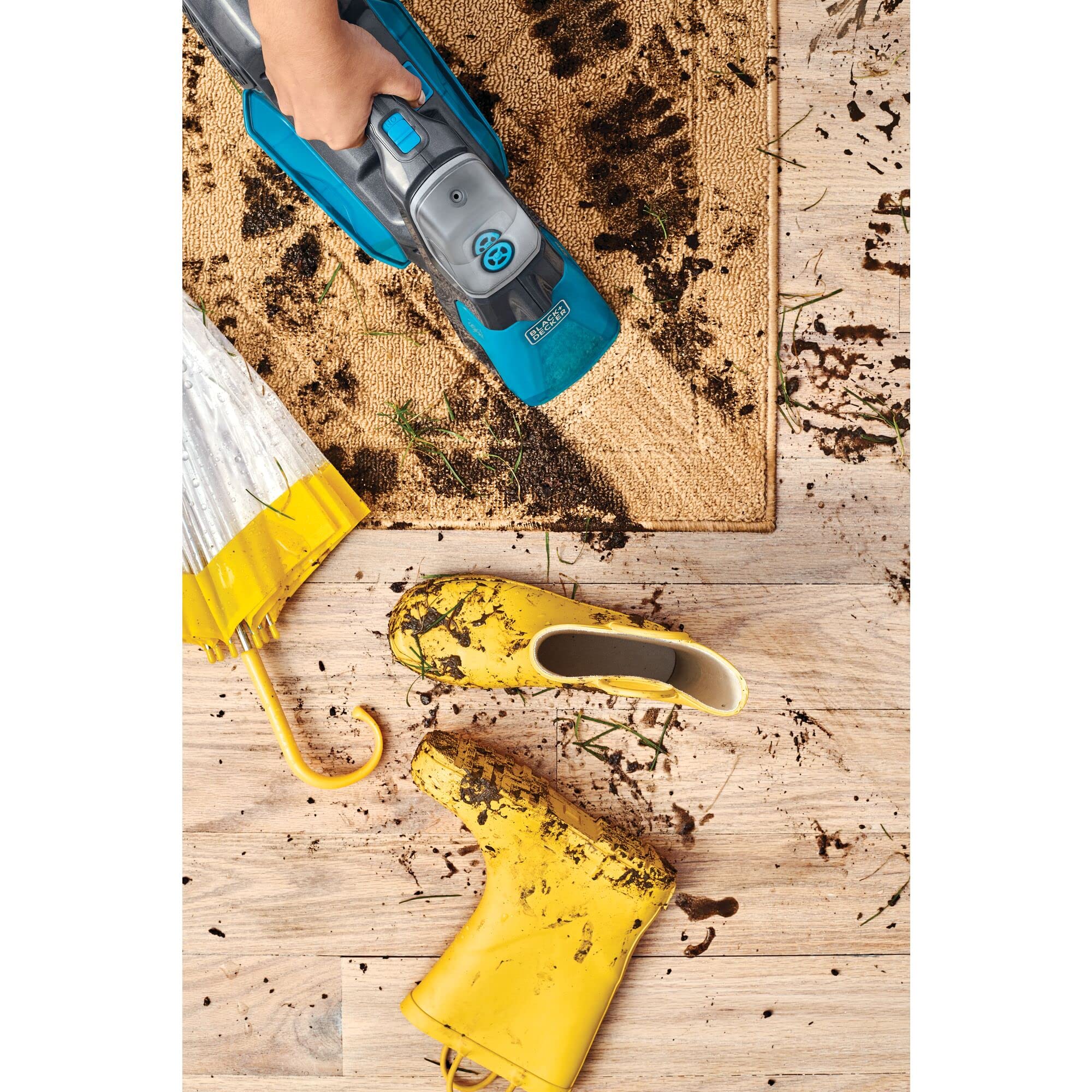 Black+Decker BHSB315J, Aspirador Quita Manchas Manual 12 V 1.5 Ah, Diseño Ergonómico, Filtro Extraíble y Lavable, Depósito 250 ml