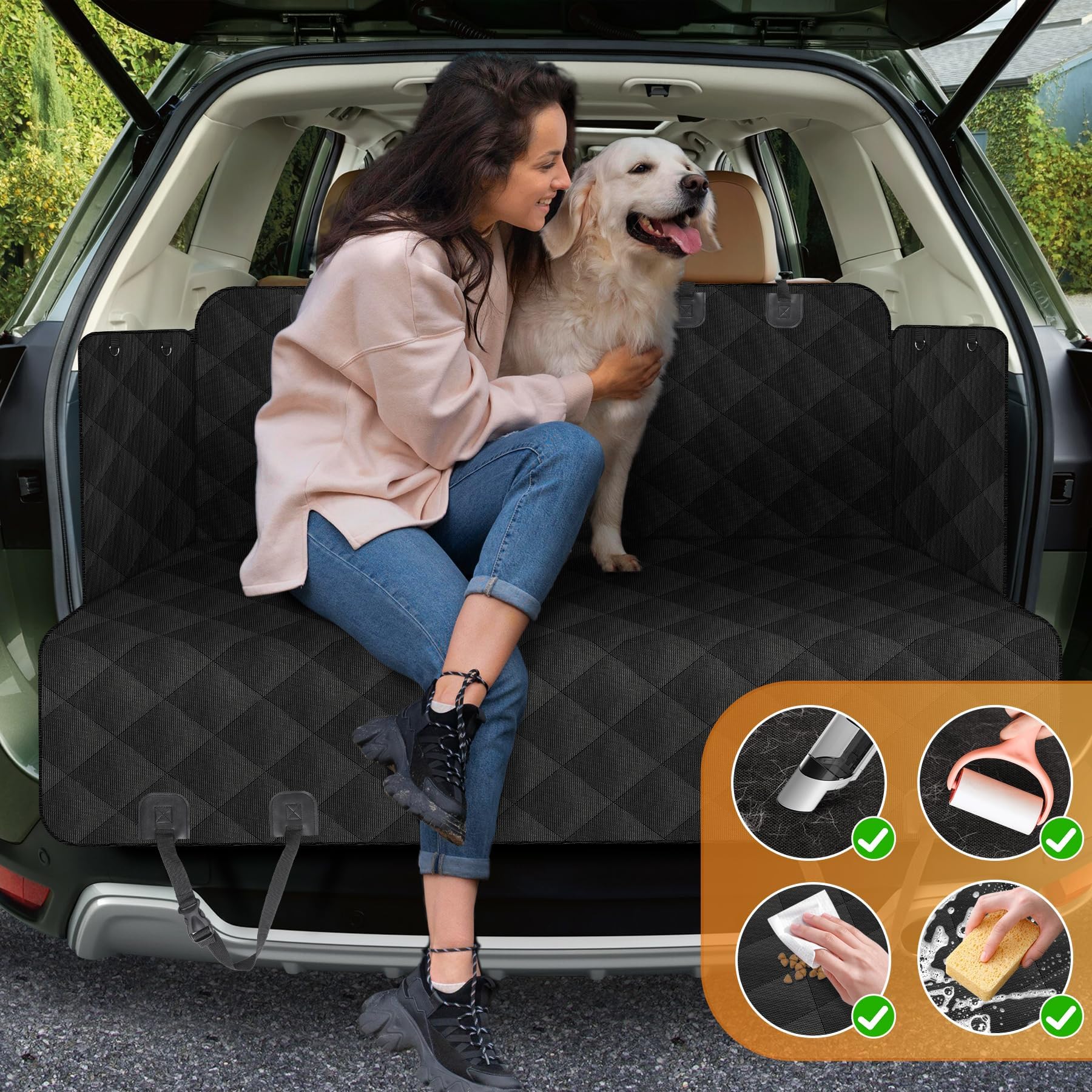 Dog Car Seat Cover for Back Seat with Mesh Window, 600D Heavy Duty Waterproof Hammock, Universal Fit for Cars and SUVs (Standard 56.5"x53") - image 6