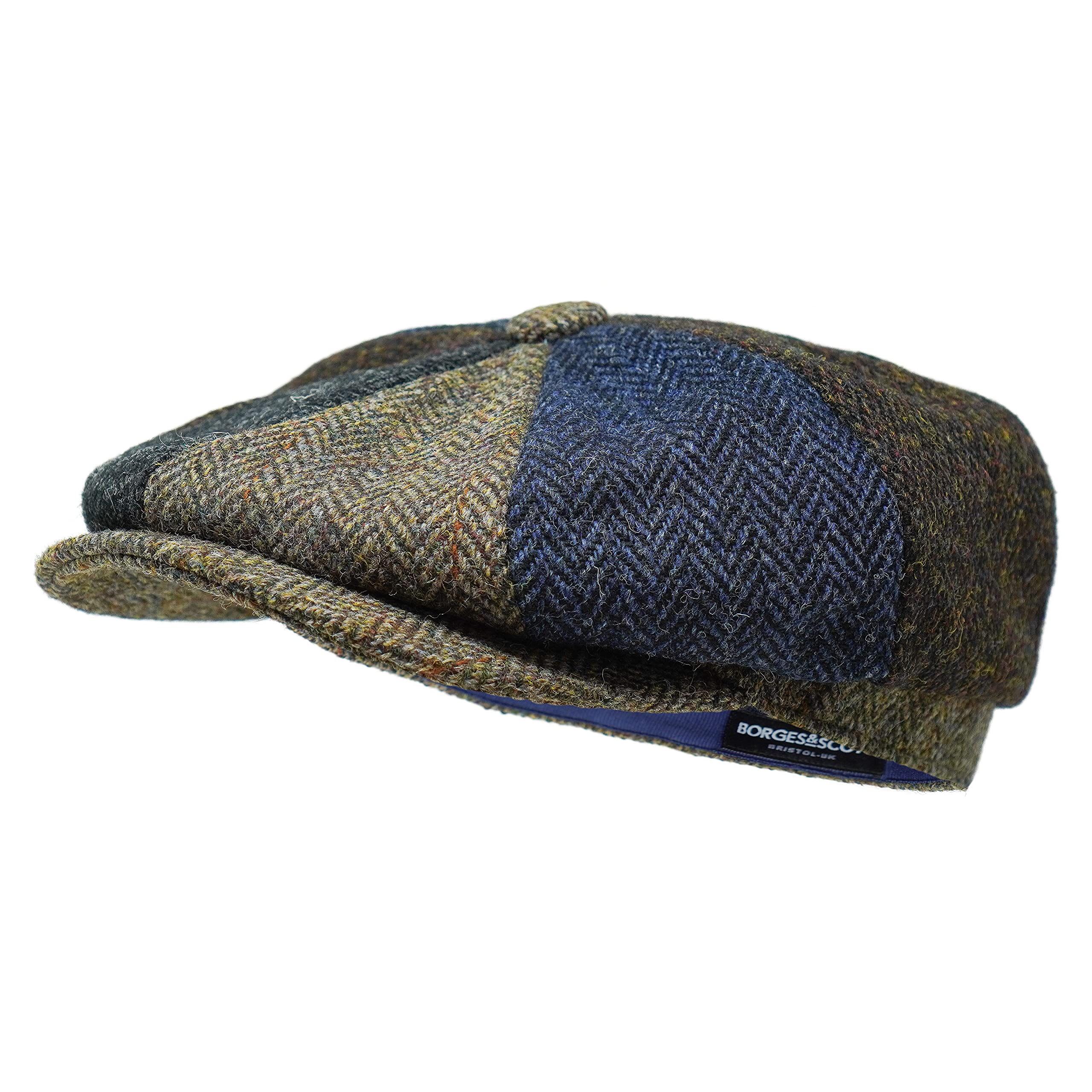 Borges & ScottThe Tay - Patchwork Baker Boy Cap - Harris Tweed - 100% Wool - Water Resistant