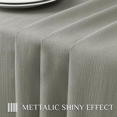 Miniatura 5 de Softalker Mantel rectangular de jacquard - Fundas de mesa de damasco geométrico de línea, impermeables, resistentes a las manchas, lavables, de