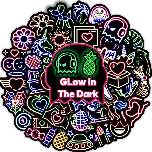 Miniatura 15 de 50 calcomanías estéticamente neón para botellas de agua Cyberpunk para adultos, coloridas calcomanías holográficas impermeables de vinilo para No