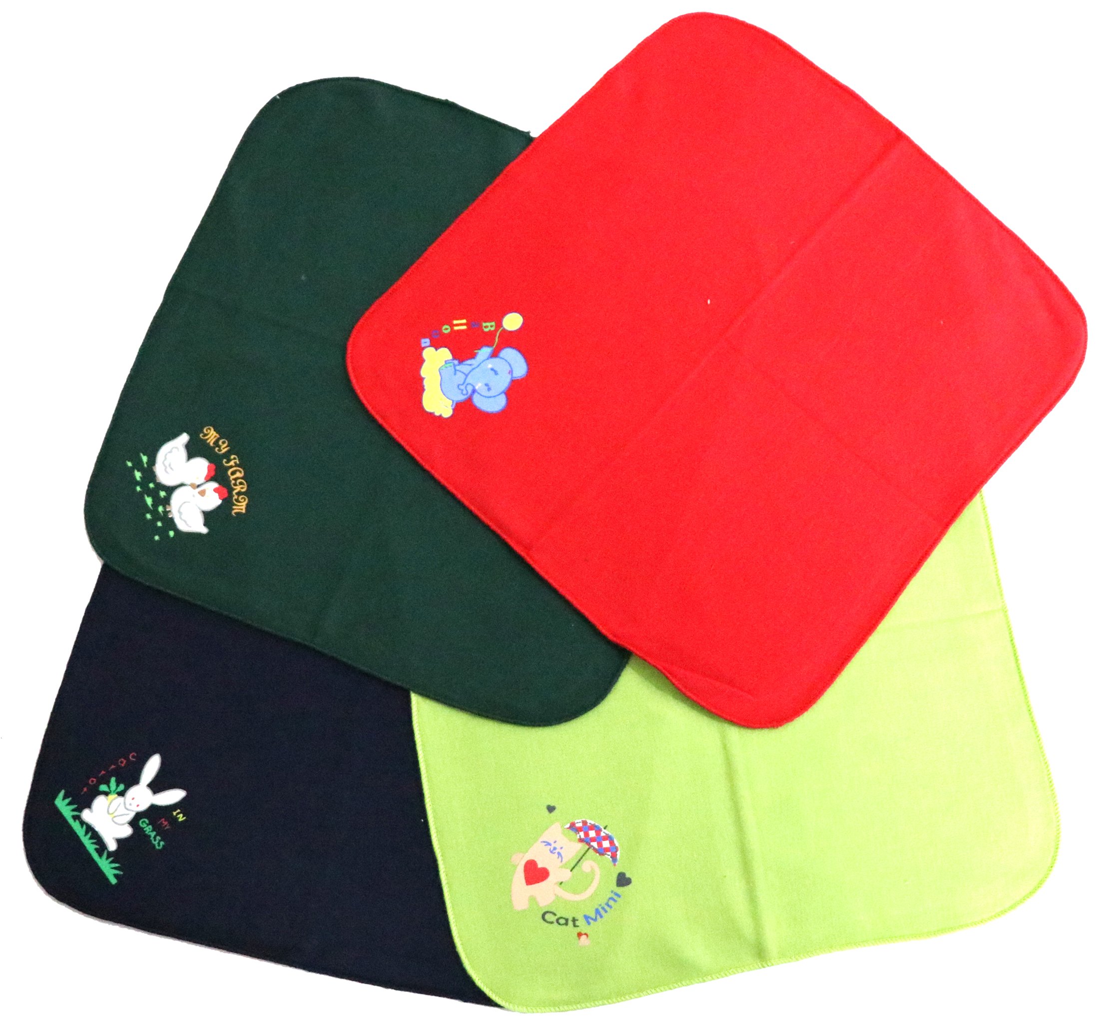 100% Pure Soft Cotton New Born Baby Face Towels or Napkins Combo Pack of 4 Pcs. (Unisex) Red/Lemon/Blue/Green (11 X 11 Inch)-image-27