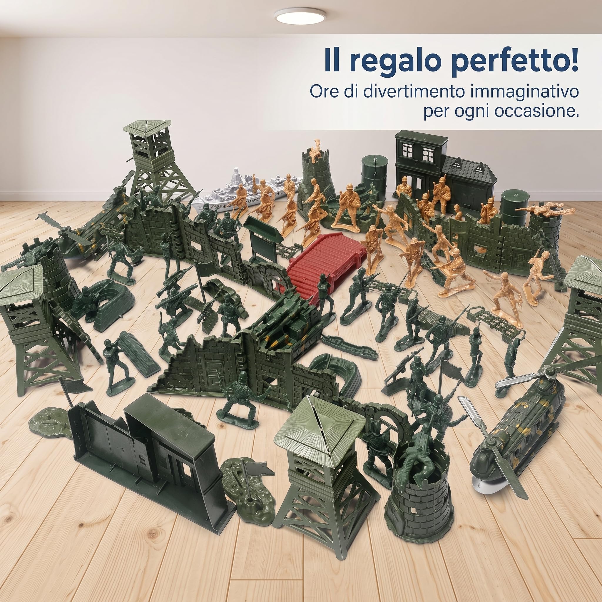 Set di Soldatini Giocattolo con Esercito Della Seconda Mondiale Aerei E Attrezzature da Battaglia Materiale Plastico Durevole E Atossico Adatto , 290 pezzi soldatini da 4 cm