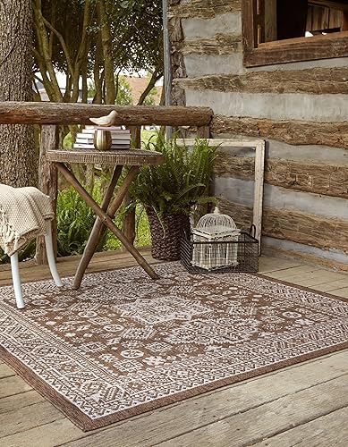 Miniatura 460 de Rugs.com Outdoor Aztec Collection Alfombra – 4 x 6 pies alfombra de tejido plano gris carbón perfecta para salas de estar, grandes comedores, planos