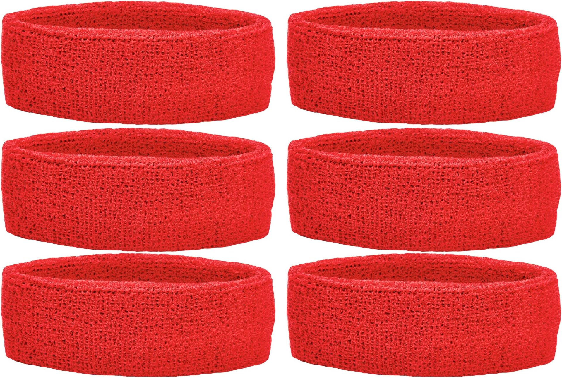 UniqueSports Team Headbands (Pack of 6), Red