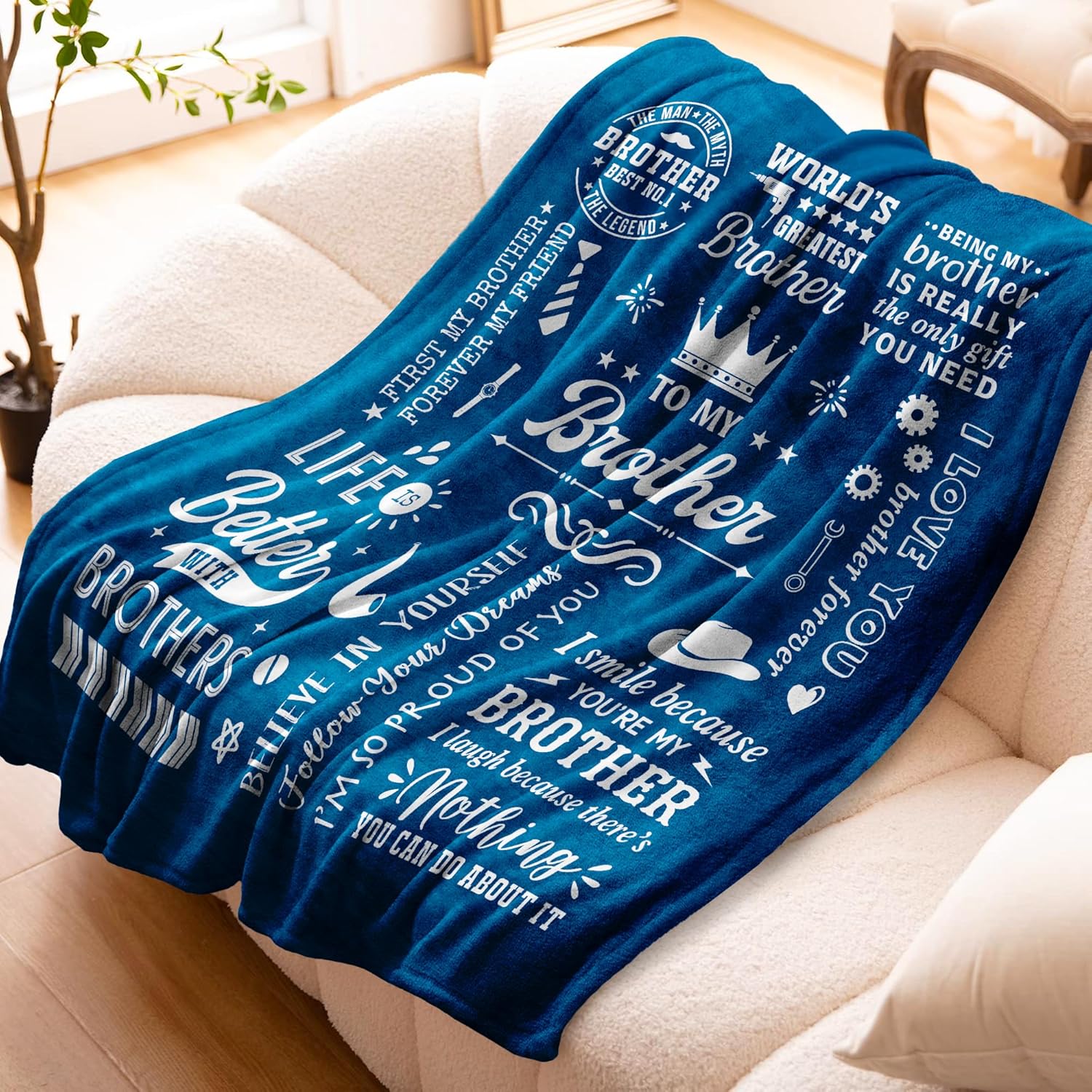 Valentine's Day Brother Gifts, Best Gift for Brother for Valentines Day, Adult Brothers Gift from Sister, to My Brothers Blanket 60x50 inch - Image 4