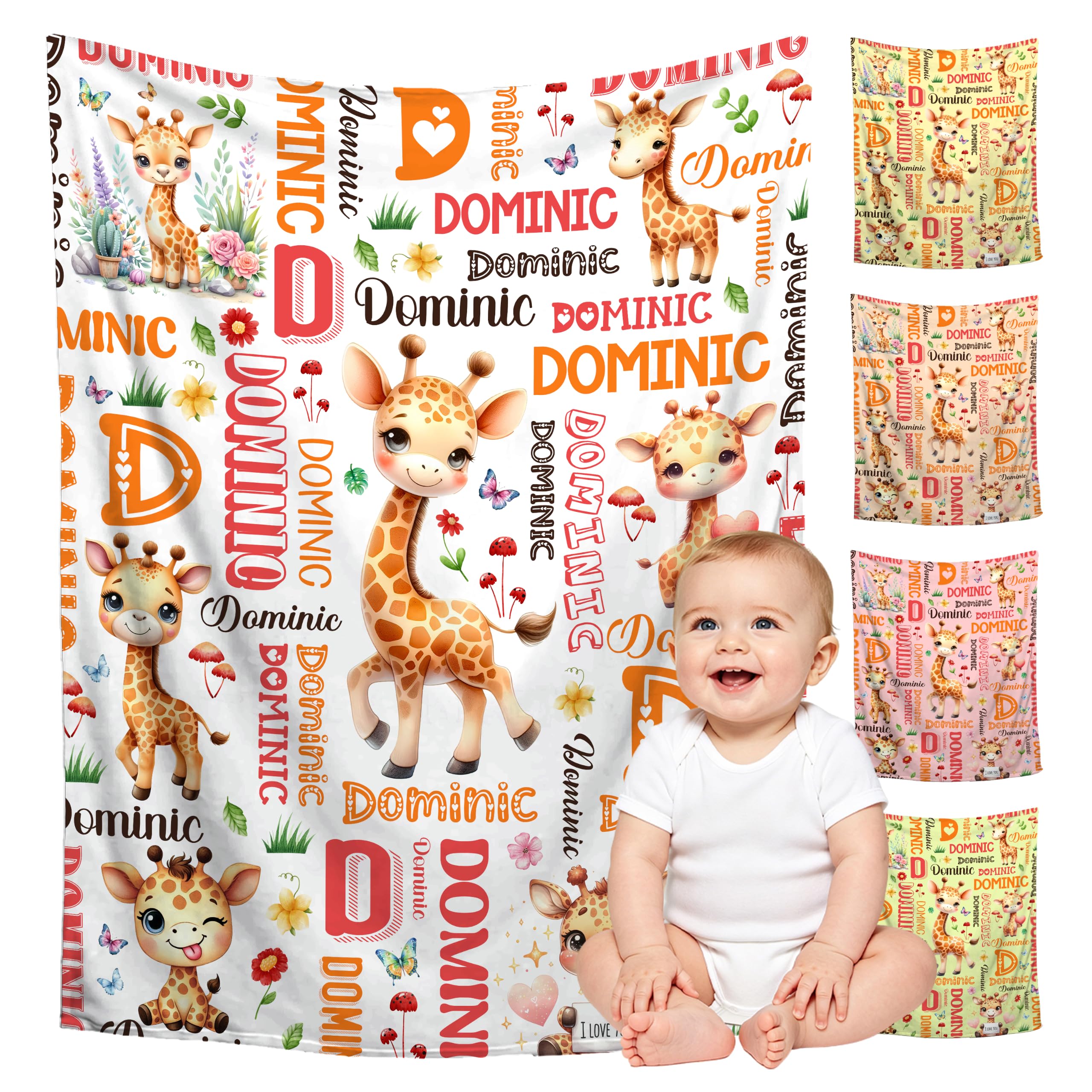 Custom Giraffe Blanket for Boys Girls,Ultra Soft Personalized Gifts Baby Blanket,Customized Throw for Toddlers Newborn Stroller Crib,30"x40"