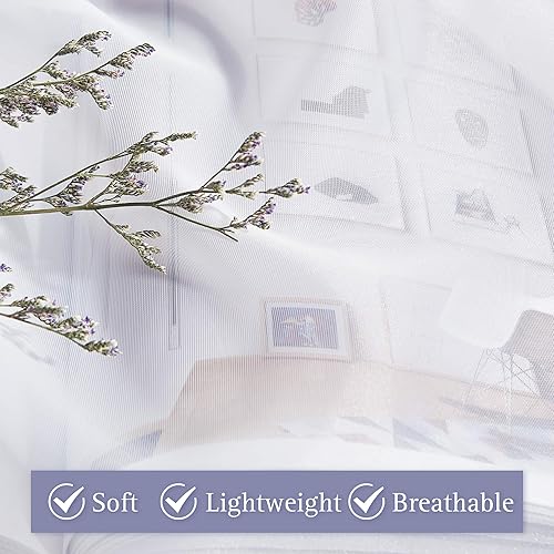 Miniatura 5 de NICETOWN Cortina de ventana de sala de estar, extra larga y ancha, con ojales, casual, de gasa transparente, aireada, tratamiento de ventana de