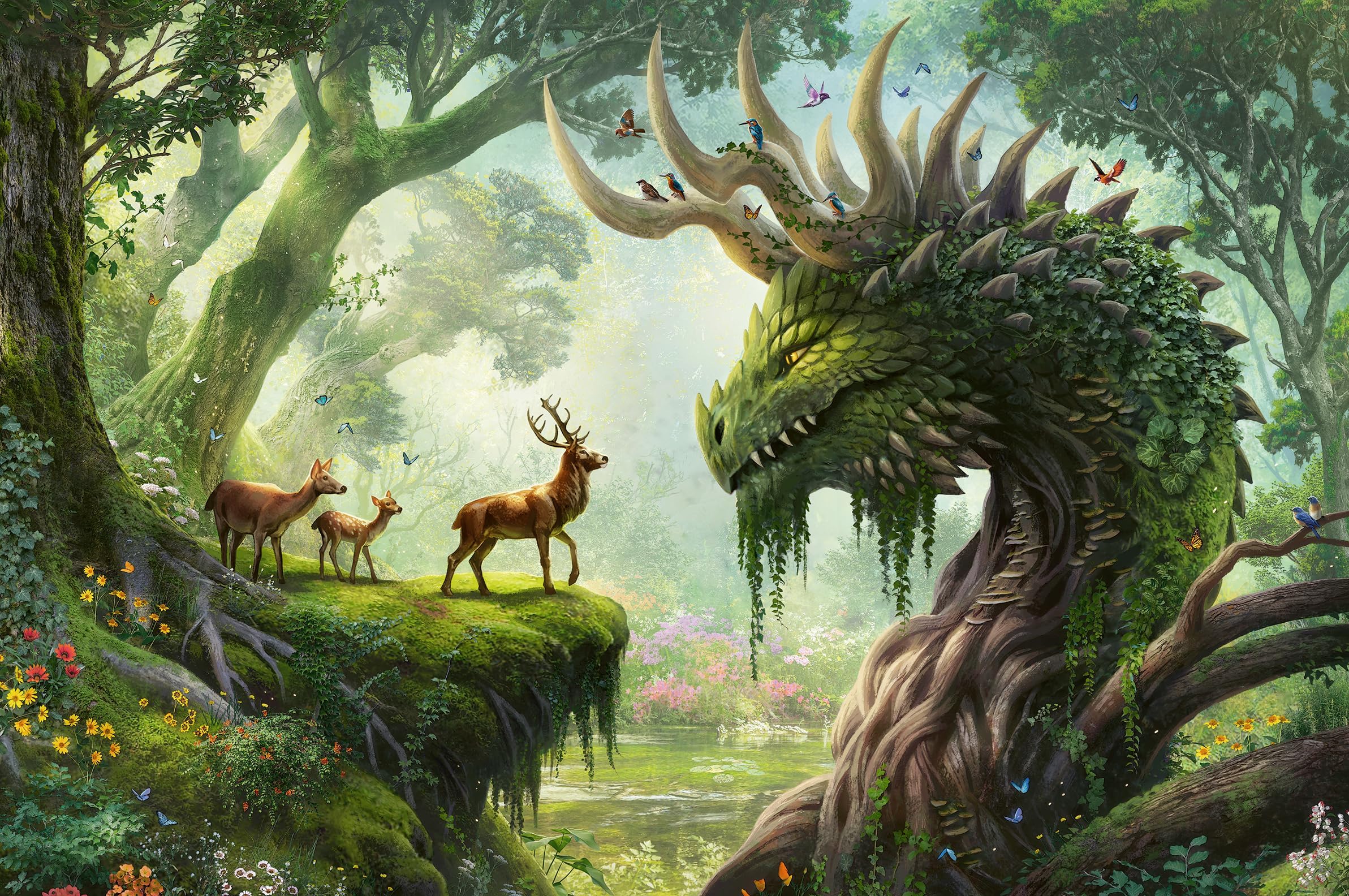12000808 - The Forest Dragon Awakes - 3000 pieces jigsaw puzzle – Puzzle for adults and kids age 14 years up, fantasy jigsaw
