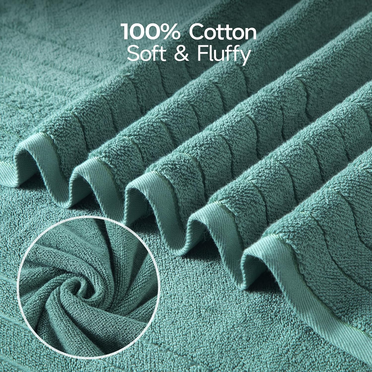 REDKISS 2 Pack 100% Cotton Thick Extra Large Bath Towels 35 X 70 Inches, 750 GSM, Quick Dry, Ultra Soft & Highly Absorbent Blue Bathroom Towel Sets for Bathroom, Gym, Spa, Pool & Hotel - Image 4