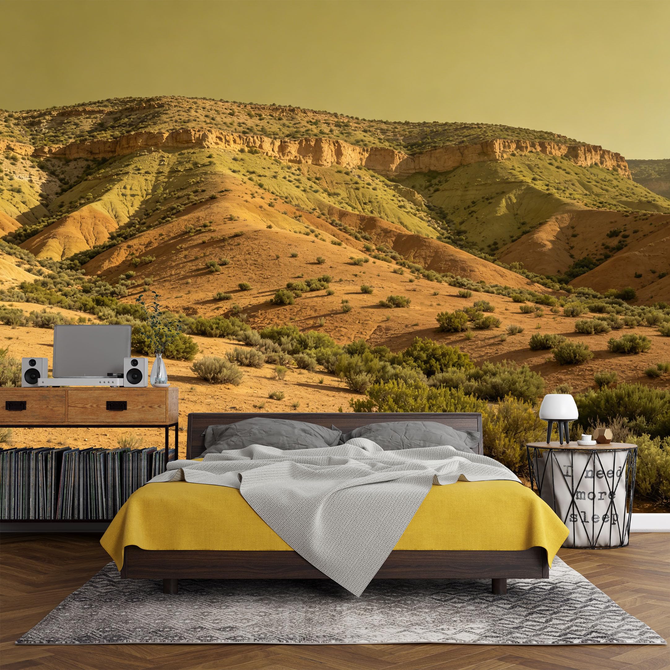 Custom Size Wall Mural， Western Desert Canyon Landscape Sandstone Hills，SelfAdhesive Art Prints wall Fabric (No PVC) Removable Wallpaper Living Room Decor