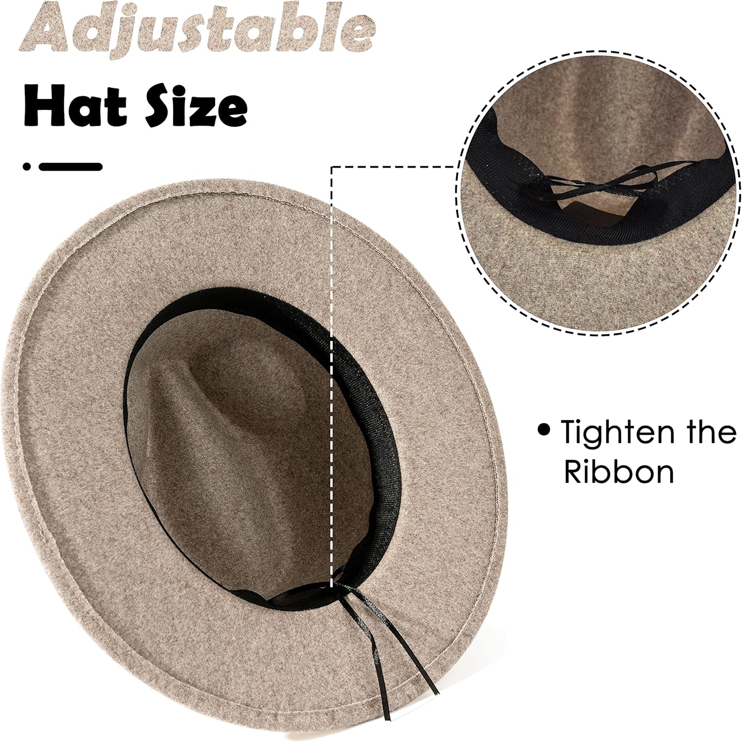 Lisianthus Women Wool Wide Brim Belt Buckle Fedora Hat Medium Light Brown