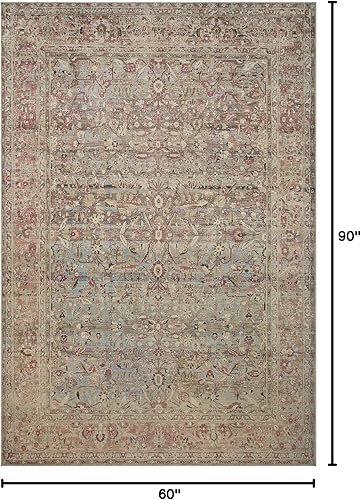 Miniatura 2 de Loloi Adrian Collection ADR-06 - Alfombra decorativa de 5 pies y 0 pulgadas x 7 pies y 6 pulgadas, diseño de océano y arcilla, 0,19 pulgadas de