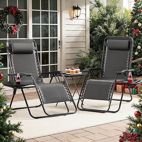 Miniatura 2 de Homall - Sillacamastro de gravedad cero ajustable y plegable para jardín, tumbona, silla con 2 cojines, set de 2.