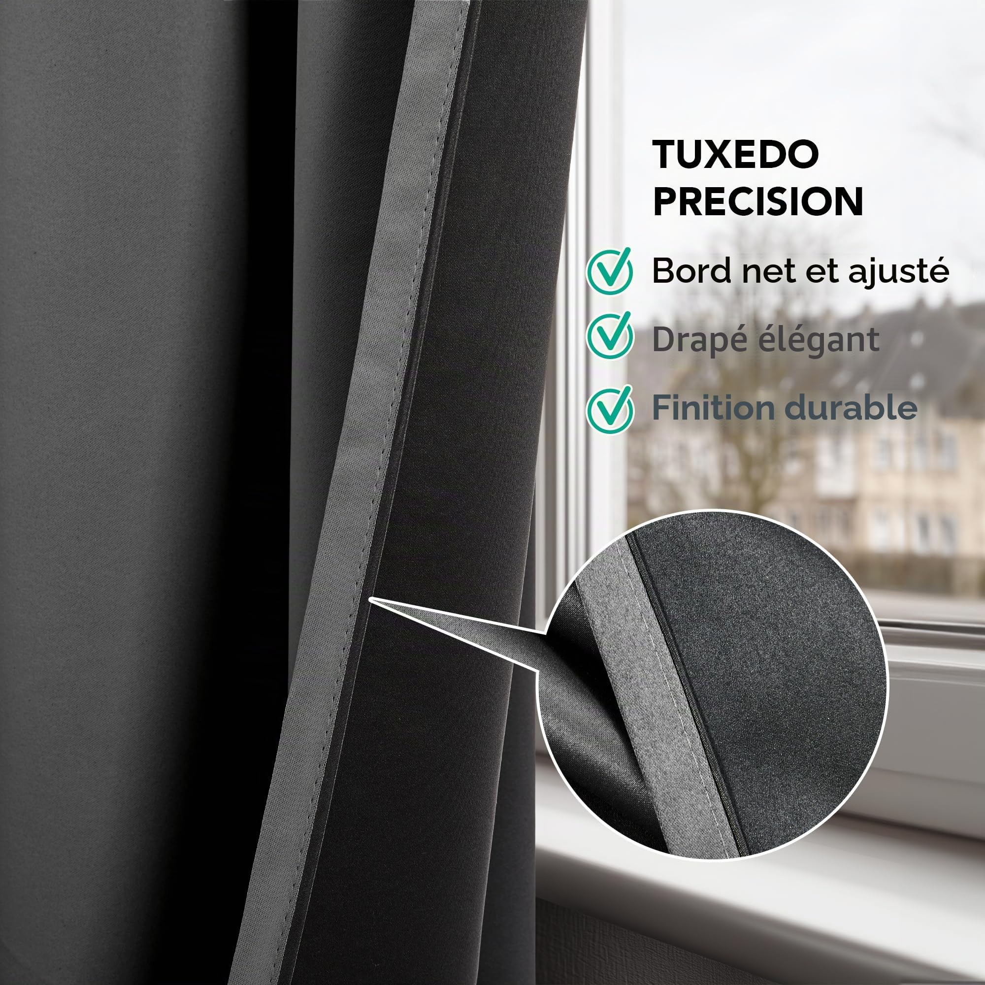 Deconovo Rideau 100% occultant， Opaques à œillets, Rideaux isolants Thermiques pour Salon, Design Moderne Galon Fronceur, 300x245 CM（Largeur x Hauteur, Gris Clair, Lot de 1