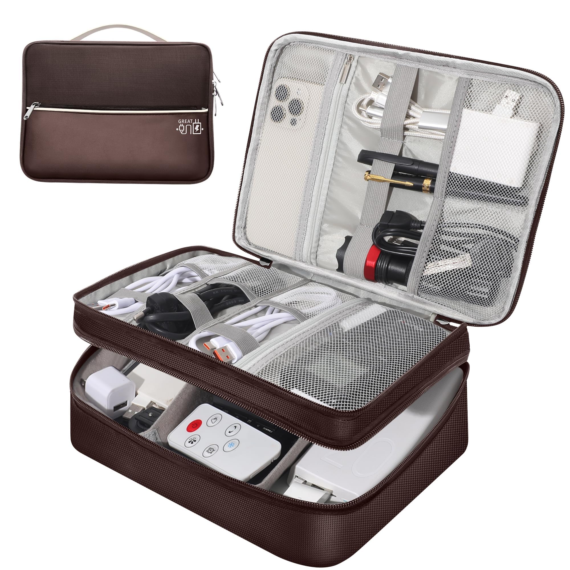 NALACALElectronic Organizer Travel Case, Travel Cord Organizer Case Portable Waterproof Cable Organizer Bag for Charger, Cord, USB, Power Bank, Earphone