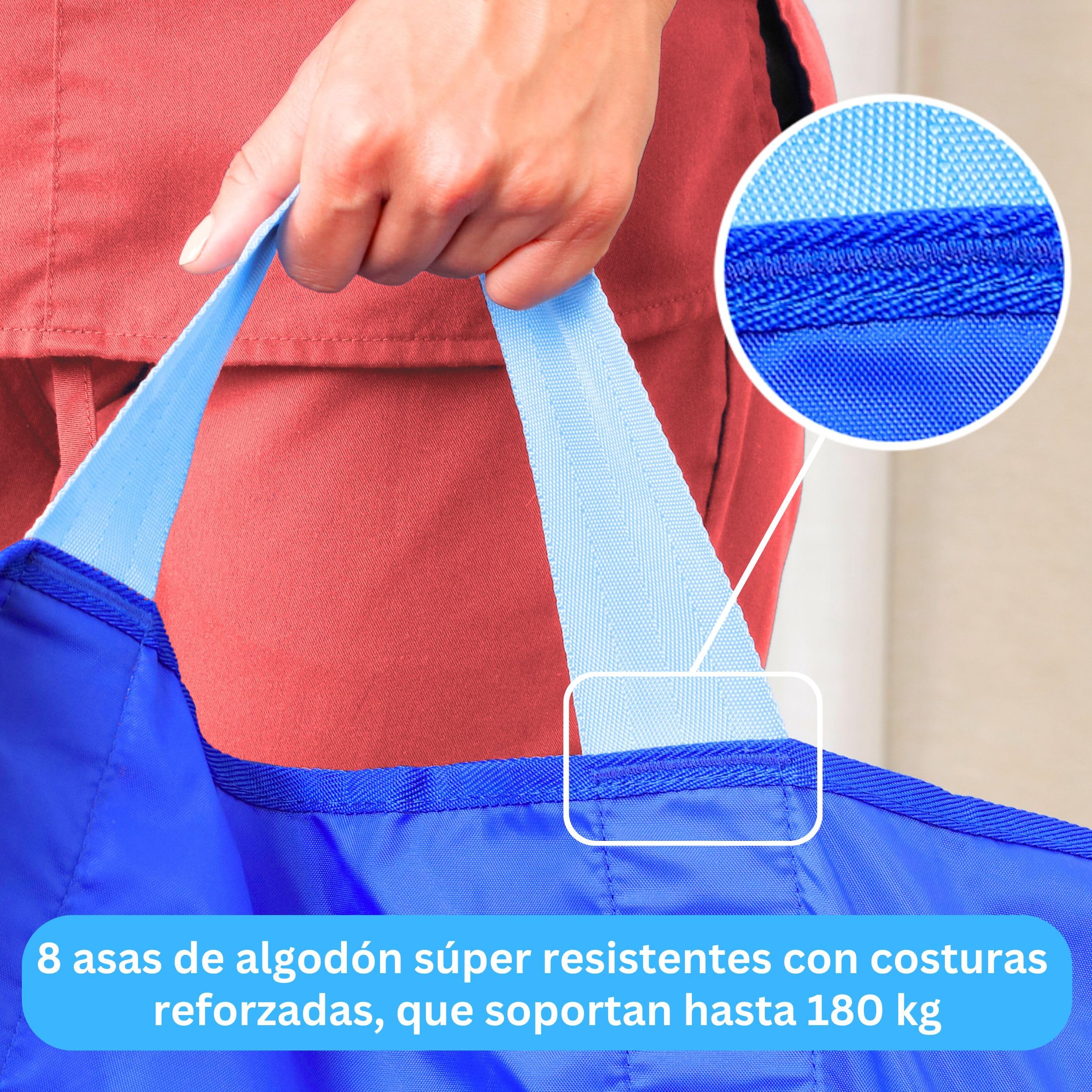 EYRA Sábana Deslizante 122×102 cm con 8 Asas Reforzadas – Sábana de Transferencia y Ayuda al Posicionamiento para Personas Mayores, Pacientes Encamados y Movilidad Reducida – Lavable, hasta 180 kg