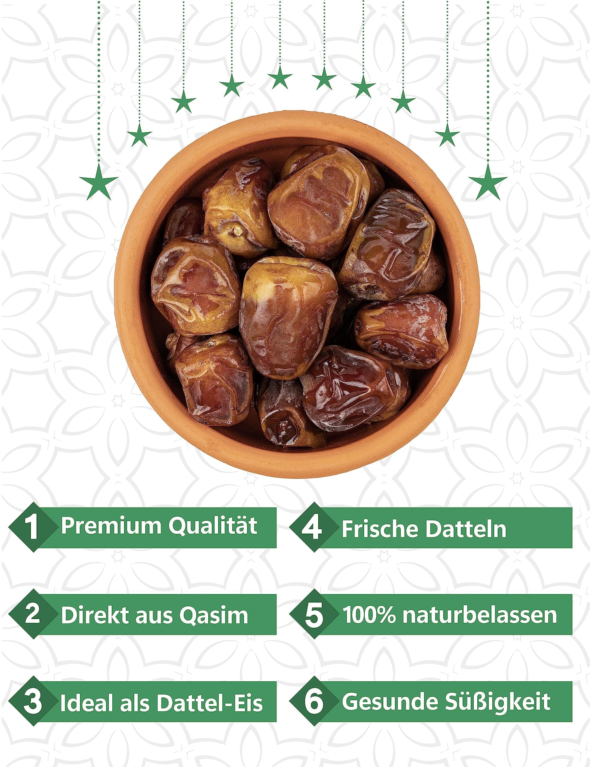 Sunnah Shop® Sukkari daktyle Rotab Royal 3 kg z Qasim - Superfresh & extra soft | świeże zbiory | wyjątkowy smak karmelowy | 100% naturalny - bez dodatków