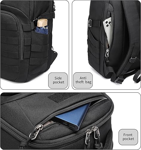 Miniatura 75 de Wotony Mochila táctica militar, mochila para hombres pequeña bolsa táctica de asalto negro