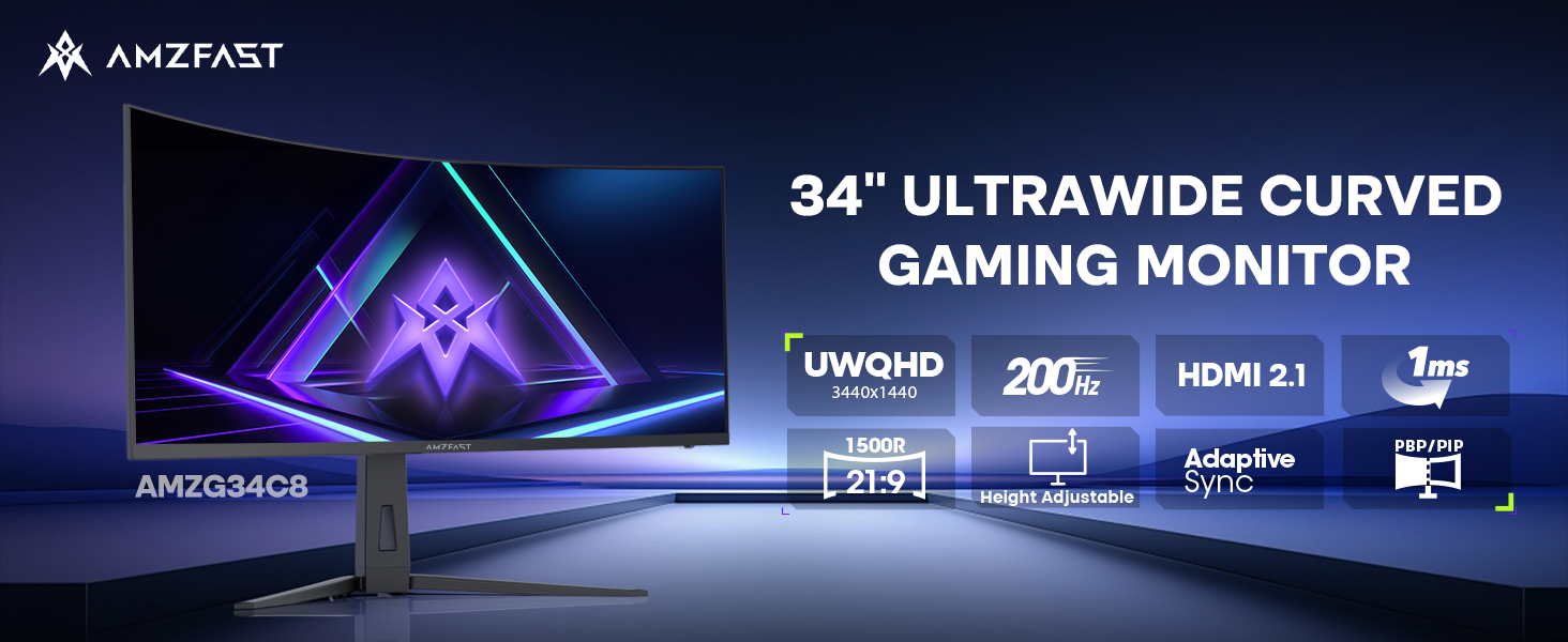 Amazon.com: Amzfast 34 Inch Curved Monitor 200Hz UWQHD (3440x1440