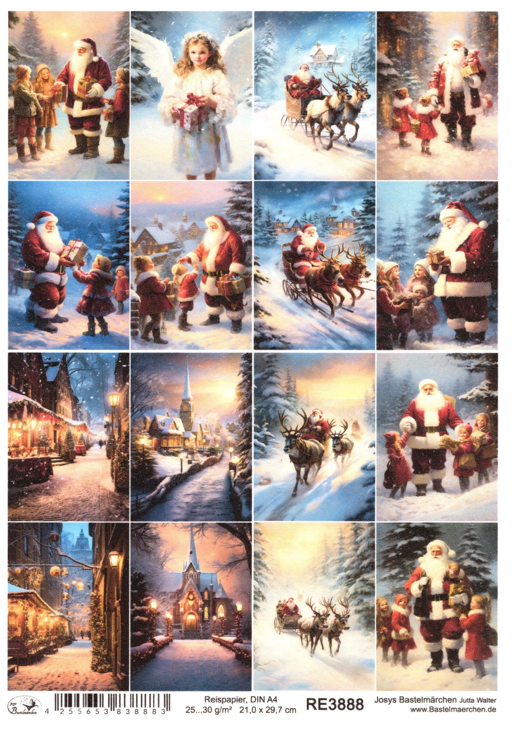Reispapier A4 – Vintage Christmas Motiv-Strohseide Zum Dekorieren
