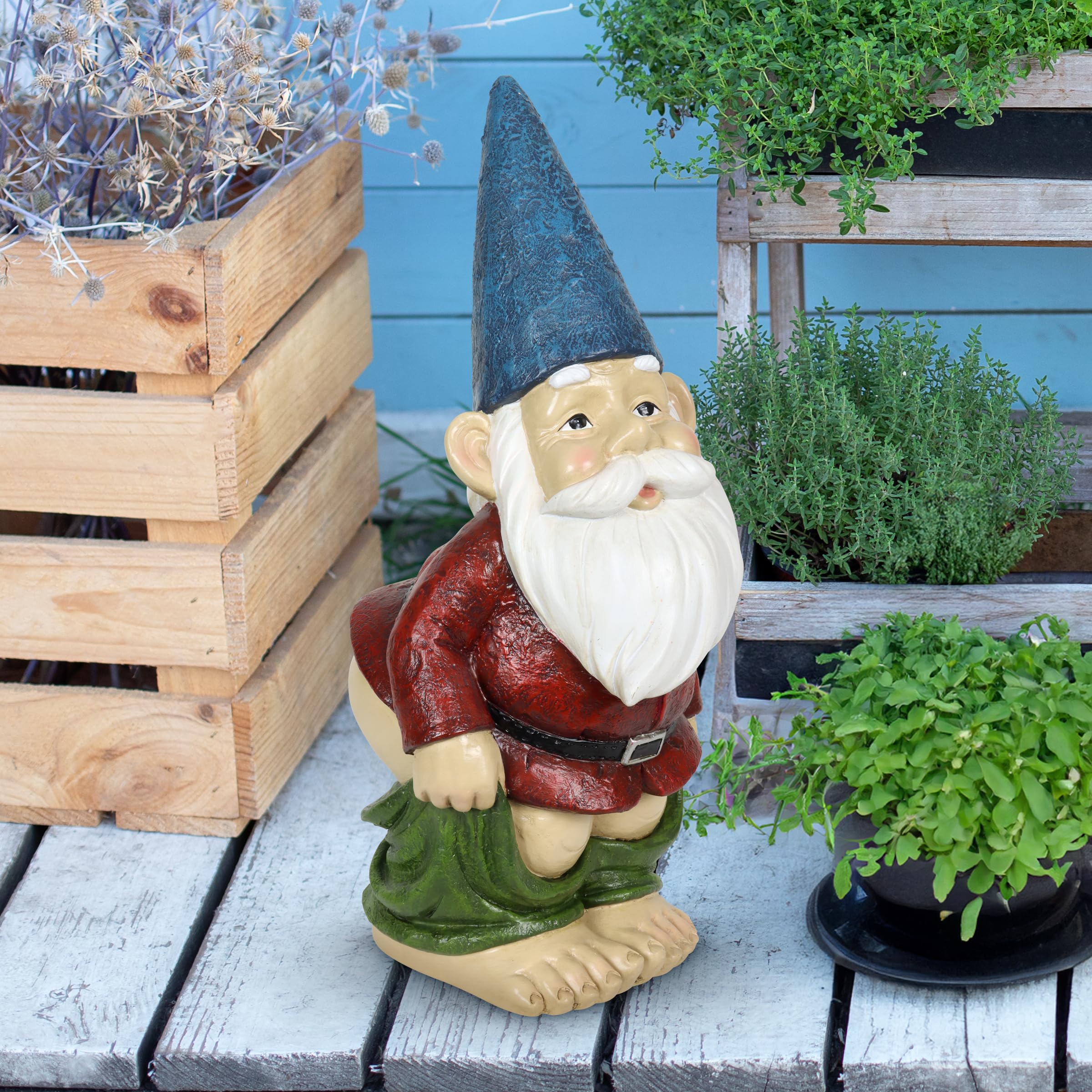 Amazon.co.jp: Exhart 月のノーム像、手描きの丈夫な樹脂、生意気な