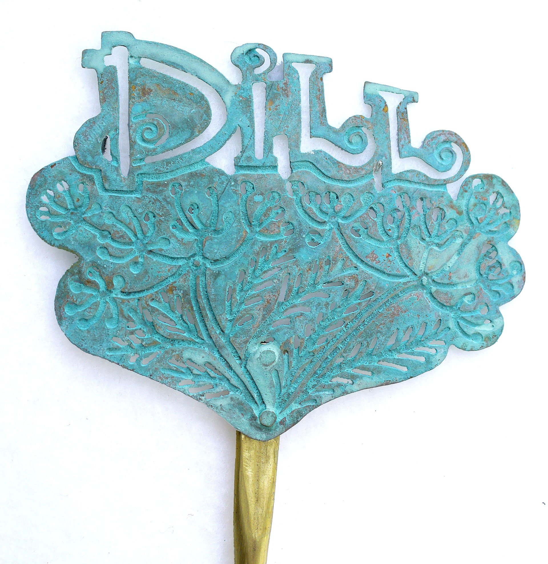 Dill Original Brass Herb Marker with Patina Finish for Garden and Planters Handmade in USA