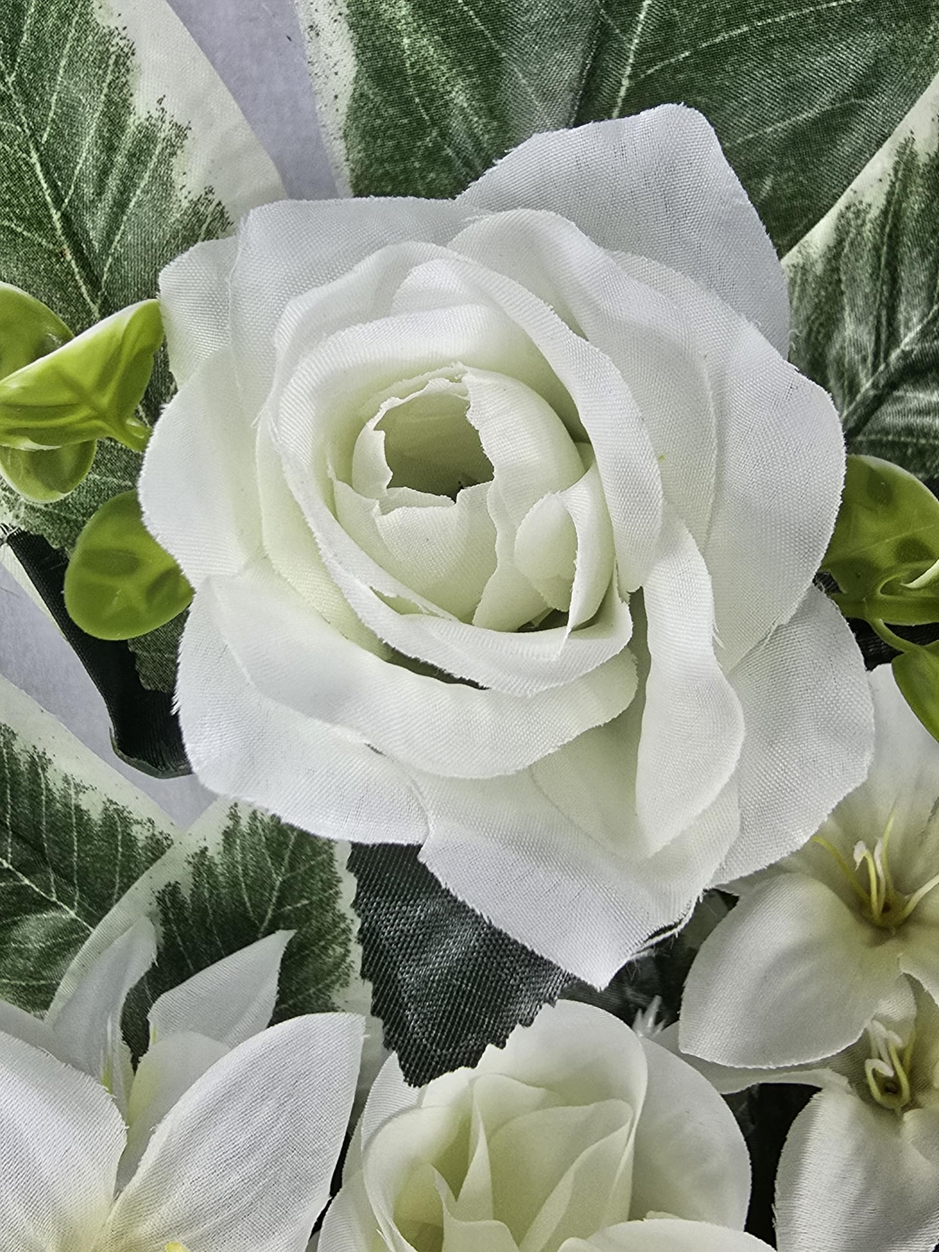 DRW Centre de Fleurs artificielles cimetière processions, églises, Mariages ou tombes, Blanc 54 x 20 x 60 cm