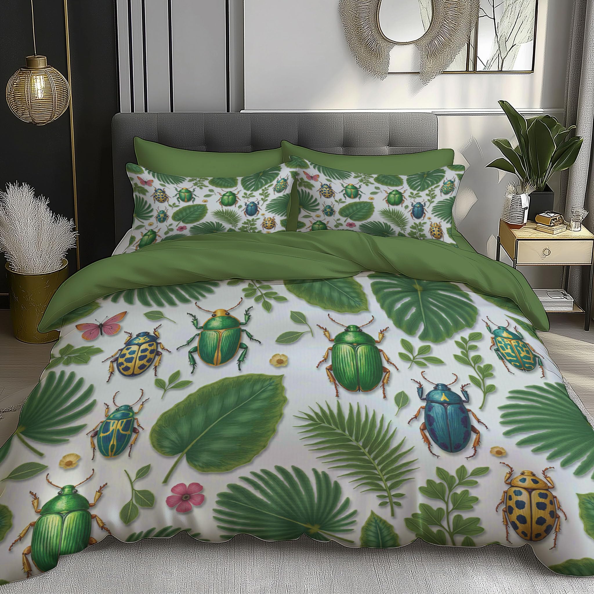 Housse de couette verte 140x200cm anti-pli en microfibre pour un couchage sain